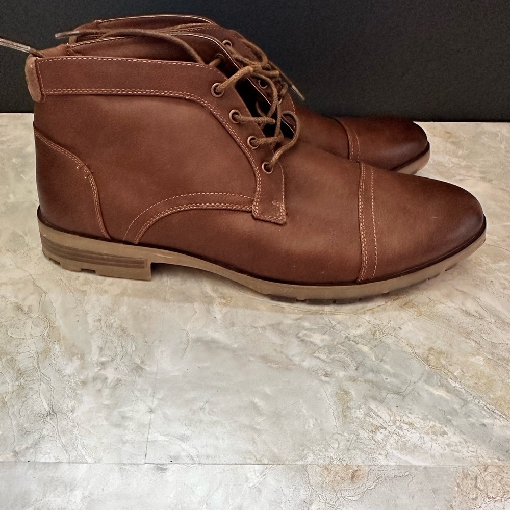 Men's Brown London Fog Leather Boots 10.5